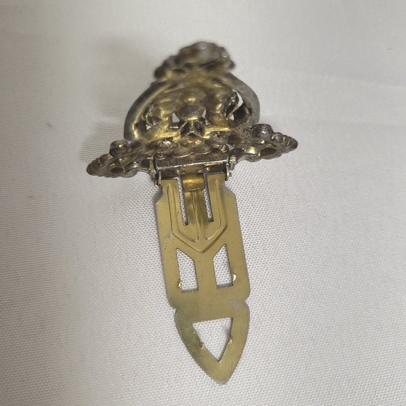 Vintage-Inspired Art Deco Multicolor Gemstone Clip  Brooch Unsigned - Picture 3 of 7